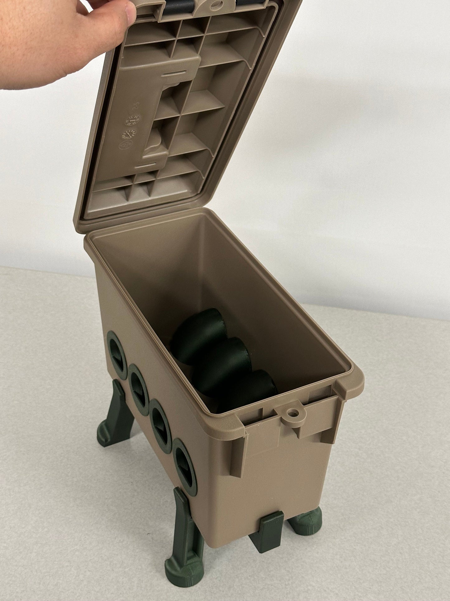 Ammo Box Quail Feeder Container with 8-Ports and Stand