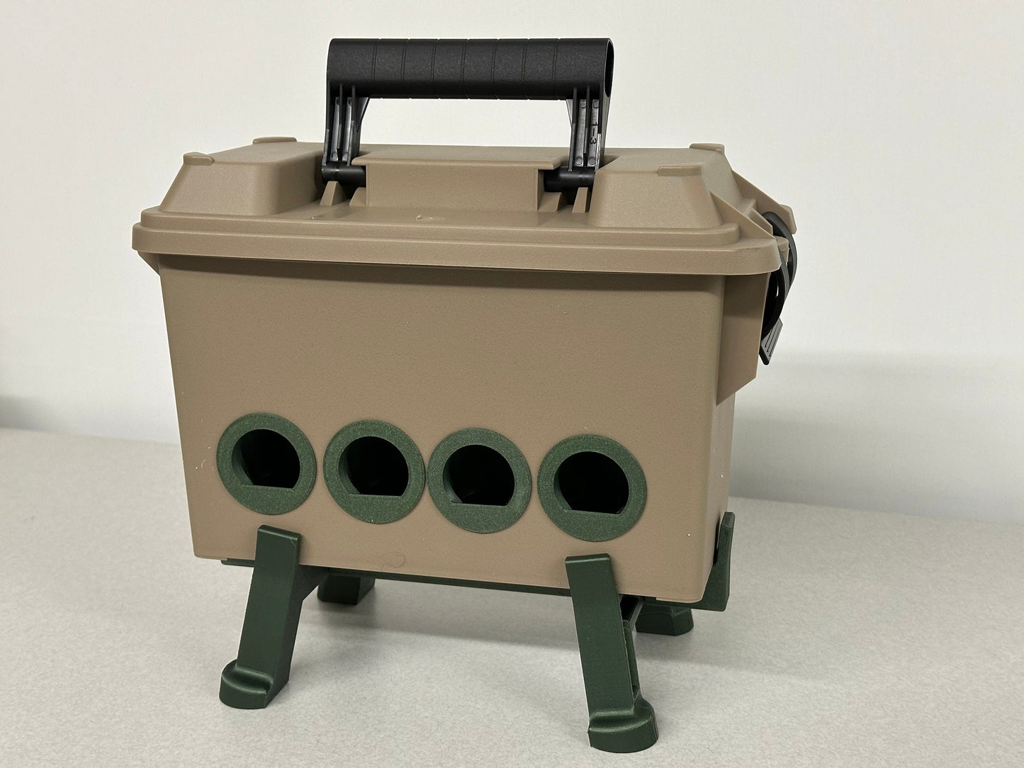 Ammo Box Quail Feeder Container with 8-Ports and Stand