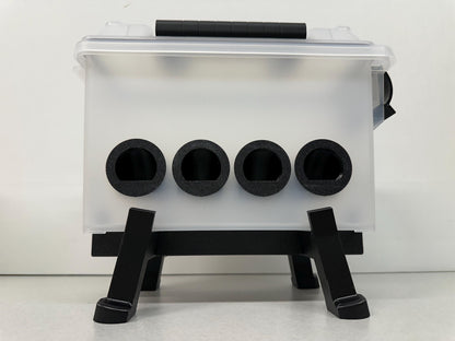 Ammo Box Quail Feeder Container with 8-Ports and Stand